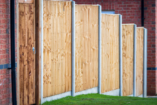Wooden Fence panels and concrete posts installed in a Crewe garden, Cheshire
